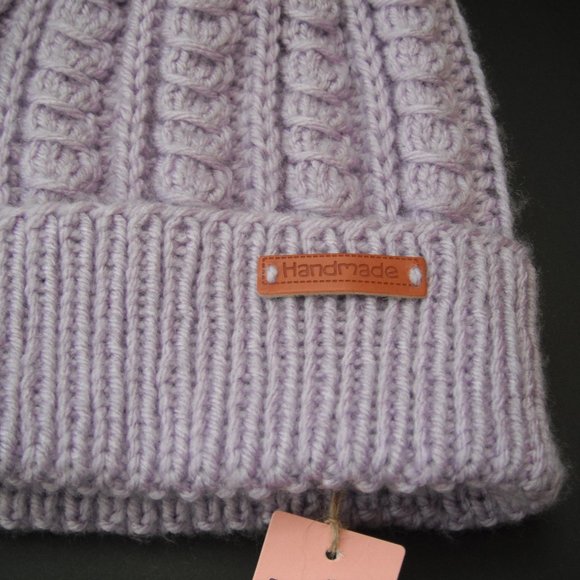 Hand Knitted Hat Toque Adult Size-M-L Acrylic Color Lilac - 029 Hand knit by me - Picture 8 of 8